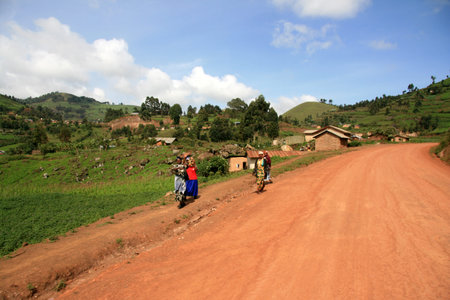 Winding Road Leading Through Kisoro District in Uganda - The Pearl of Africaのeditorial素材