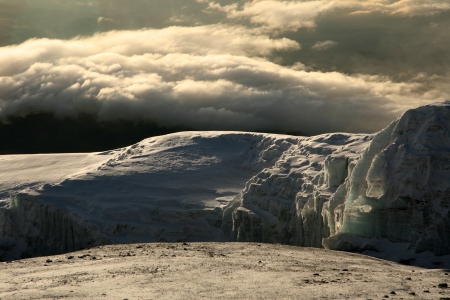 The Snowy Peak of Mt Kilimanjaro in Tanzania, Africaの写真素材