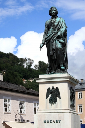 Mozart Statue - Salzburg City in Austria, Europeのeditorial素材