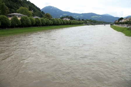 Salzach River in Salzburg City, Austria, Europeの写真素材