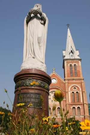 Mother Mary at Notre Dame Cathedral in Ho Chi Minh City - Vietnamの写真素材