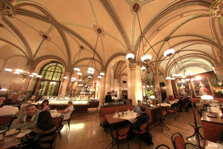 Traditional Central Cafe Coffe House in Vienna,Austriaのeditorial素材