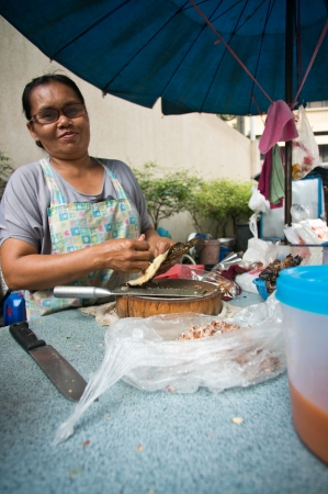 Preparation of food on streets of Bangkok City, Thailandのeditorial素材