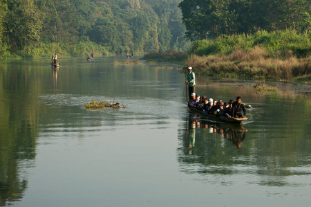 River Running Through Royal Chitwan National Park in Nepalのeditorial素材