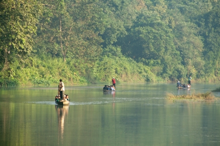 River Running Through Royal Chitwan National Park in Nepalのeditorial素材