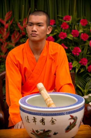 BANGKOK - FEBUARY 10 : Chinese New Year 2013 - Buddhist Monk in Chinatown, Bangkok, Thailand on 10th Febuary 2013のeditorial素材