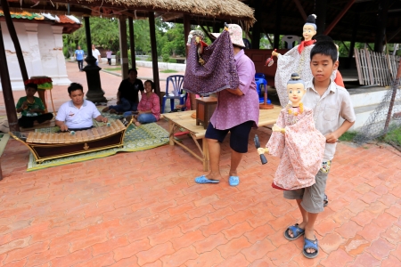 Puppet Show at Wat Suwannaram Temple in Phetchaburi, Thailandのeditorial素材