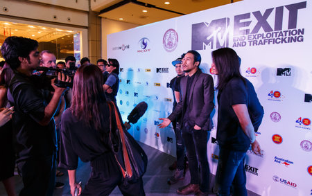 BANGKOK - FEBRUARY 19 2014: Toon (Athiwara Khongmalai) - Lead Singer of Bodyslam at MTV Exit Press...