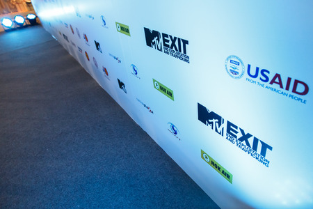 BANGKOK - FEBRUARY 19 2014: MTV Exit Press Conference held in Central World Plaza Bangkok with high profile bands along with US and Australian Ambassador's for upcoming charity concert in Udon Thai, Thailandのeditorial素材