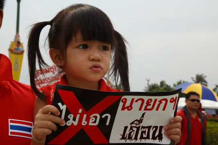 BANGKOK - APRIL 5 2014: Red Shirts Setup and protest at site in Aksa Road on Outskirts of Bangkok, Thailandのeditorial素材