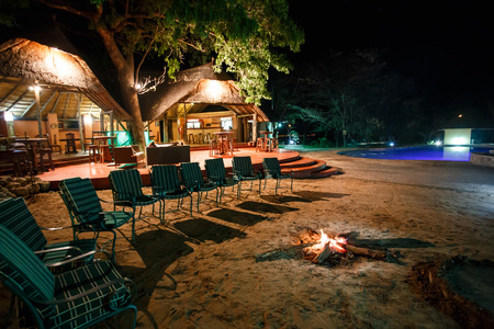 CHOBE, BOTSWANA - OCTOBER 4 2013: Luxury safari camp in Chobe National Park during a year that was declared as a drought year by the government in Botswana, Africaのeditorial素材
