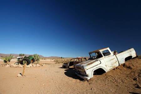 Vintage Car Wreck at Solitaire Town, Sossusvlei in the Namib Desert, Namibia, Africaのeditorial素材