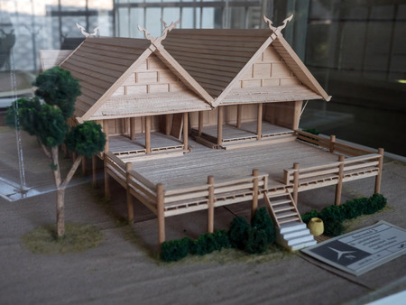 A traditional ruean galae model wooden house, Northern Thailandのeditorial素材
