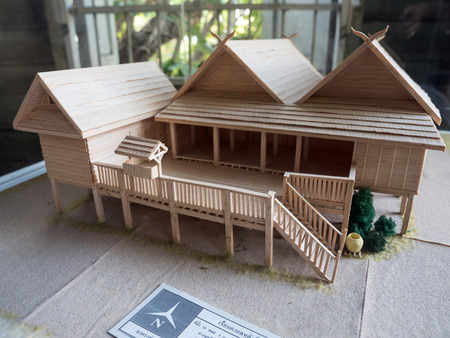 A traditional ruean galae model wooden house, Northern Thailandのeditorial素材