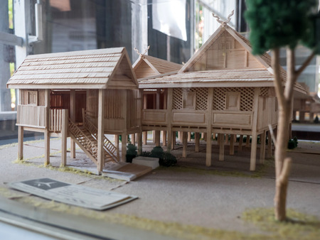 A traditional ruean galae model wooden house, Northern Thailandのeditorial素材