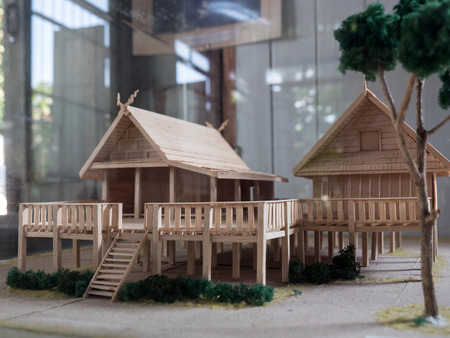 A traditional ruean galae model wooden house, Northern Thailandのeditorial素材