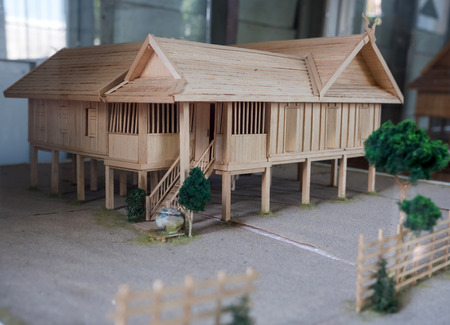 A traditional ruean galae model wooden house, Northern Thailandのeditorial素材