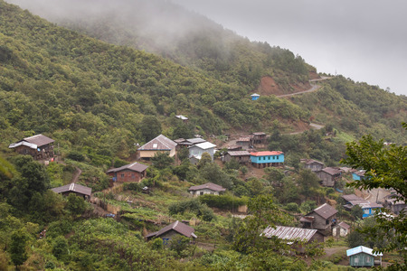 Village Settlement in the Chine State of Western Myanmar (Burma)の写真素材