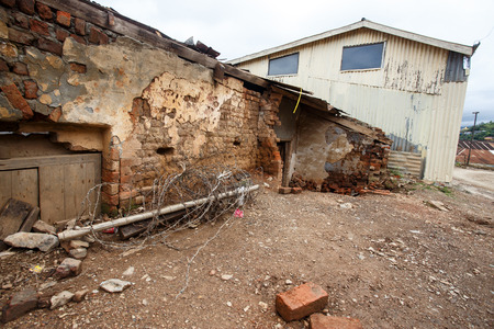 Broken Brick Building in Falam Town , Chin State, Western Myanmar (Burma)の写真素材