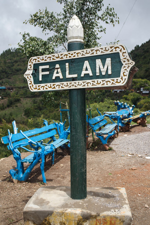 Falam Town Sign , Chin State, Western Myanmar (Burma)の写真素材