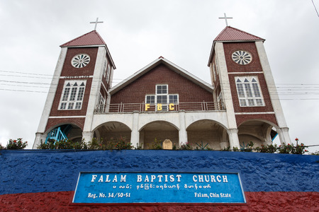 Baptist Church in the recently opened to foreigners area of Chin State - western Myanmar (Burma)の写真素材