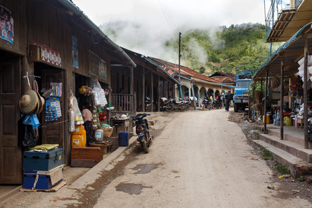 CHIN STATE, MYANMAR - JUNE 18 2015: Town view of Falam in the recently opened for tourists Chin State Mountainous Region, Myanmar (Burma)のeditorial素材