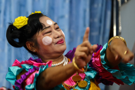 MANDALAY, MYANMAR - JUNE 25 2015: Moutache brothers perform a politically sensitive comedy show which has gaine recognition Mandalay, Myanmar.のeditorial素材
