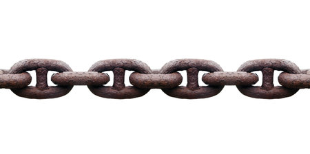 Rusty metal chain isolated on white background