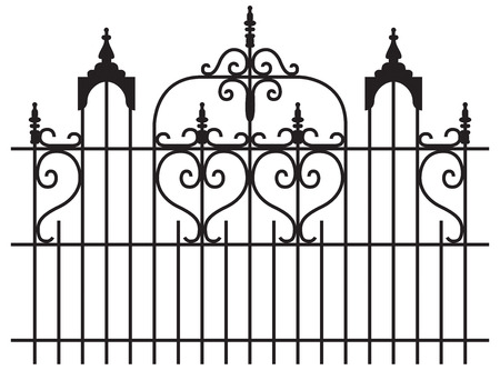 Wide iron gates with curly design isolated illustrationのイラスト素材