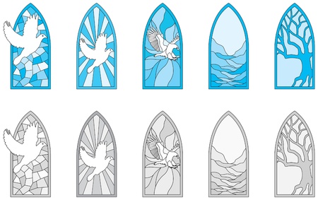 Vector art depicting isolated stained glass windowのイラスト素材