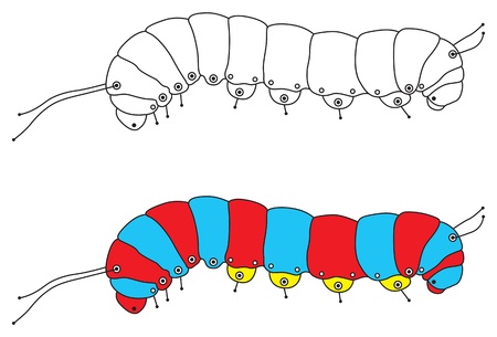 Striped Caterpillar isolated on white background vector illustrationのイラスト素材
