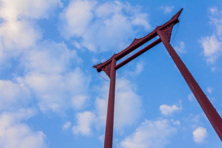 The Giant Swing or Sao Ching Cha, a religious structure in Bangkok, Thailand, Phra Nakorn districtの写真素材