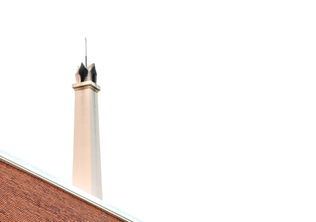 Thai temple roof and chimney of crematory isolated on white backgroundの写真素材