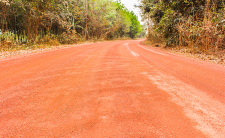 laterite road in countrysideの写真素材