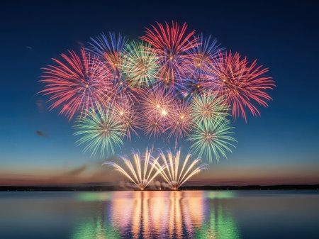 Fireworks display isolated on transparent backgroundの素材
