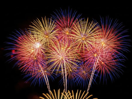 Fireworks display isolated on transparent backgroundの素材