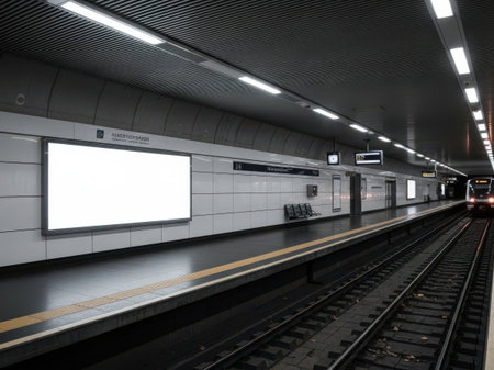 Subway station platform isolated on transparent backgroundの素材