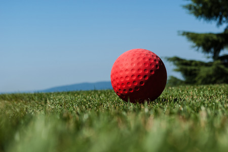 golf course on the lakeの写真素材