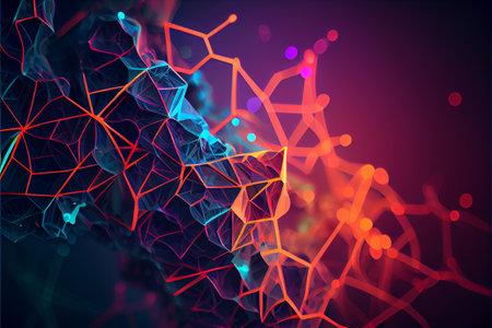 Abstract polygonal space low poly dark background with connecting dots and lines. Connection structure. Science background. Futuristic polygonal background. Triangular background. Wallpaper.High quality ai generated illustrationの素材