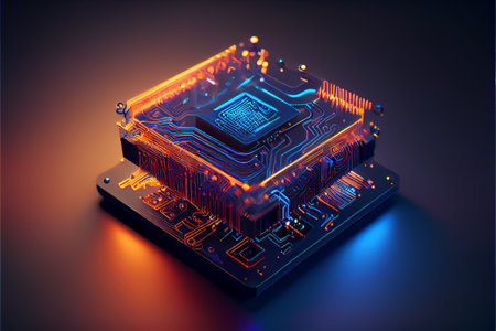 quantum computer. Circuit board. Electronic computer hardware technology. Motherboard digital chip. Tech science EDA background. Integrated communication processor. Information CPU engineering. High quality ai generated illustration.の素材
