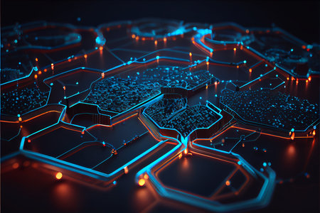 technology network background. global technology and digital interface concept. Image of technology circuit over black background. Futuristic network background.の素材