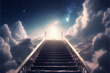 Journey of the Soul. heaven afterlife concept. stairway to heaven.の素材