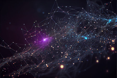 Virtual Reality. Virtual Wave series. Interplay of horizontal sine waves and light particles for...