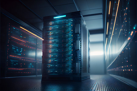 Big data center technology warehous with servers information digitalization Starts. SAAS, Cloud Computing, Web Service.の写真素材