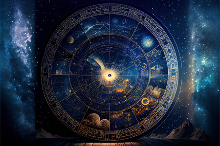 astrological chart with stars background. Abstract astrological mapの素材