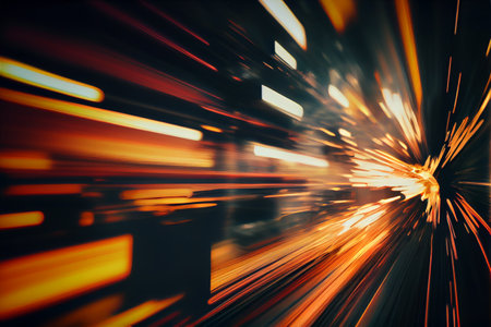 Abstract high speed technology POV motion blur. Digital graphs and hexagon grids with abstract high speed technology POV motion blur.の写真素材