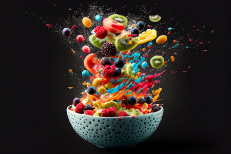 Whole and half sliced lemon and orange on black background. Citrus and summer vibes. High quality ai generated illustrationの写真素材