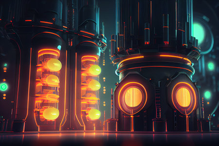 nuclear fusion energy reactor technology with plasma for the future of clean energy 3d rendering, High quality illustrationの写真素材