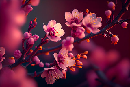 spring flowers lit by the sun looks dreamyの写真素材
