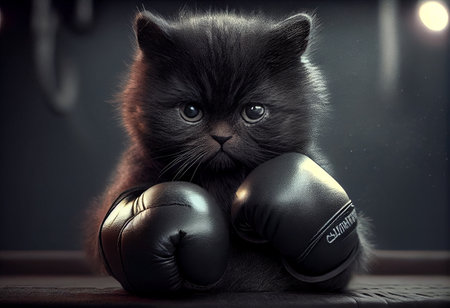 Funny boxer cat. High quality illustrationの写真素材